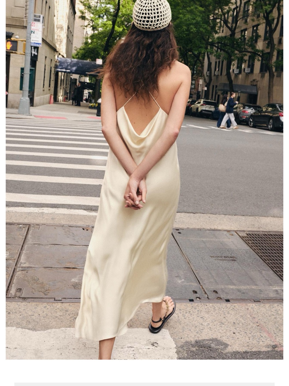 Zara Elegant Cream Slip Dress with Cowl Neck - Picture 2 of 5